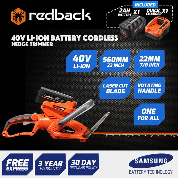 Redback 40V Cordless Hedgetrimmer With 2 Ah Battery & Charger
